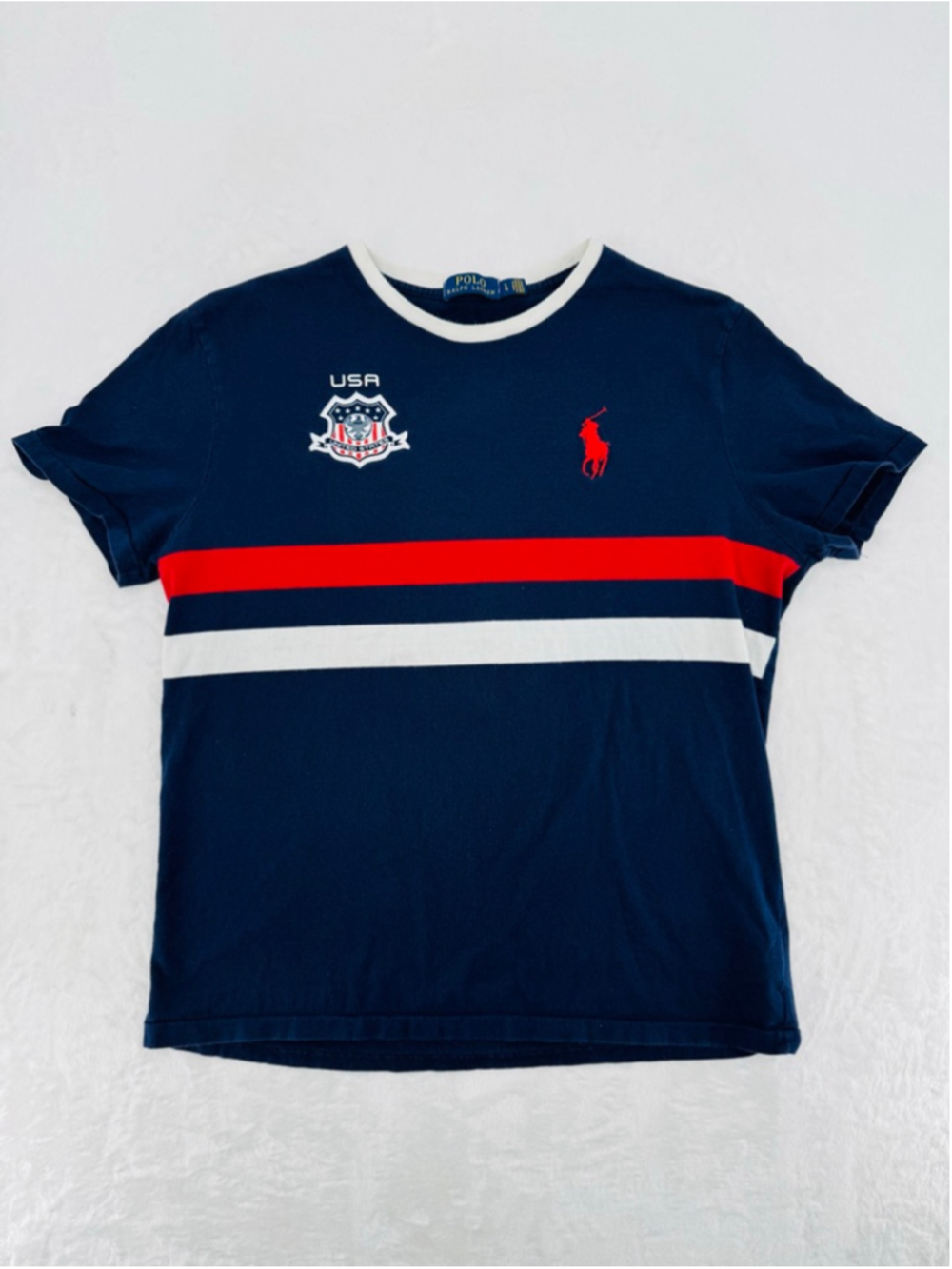 Polo Ralph Lauren Ringer Tee Team USA Red White Blue Soccer Cotton Size Large